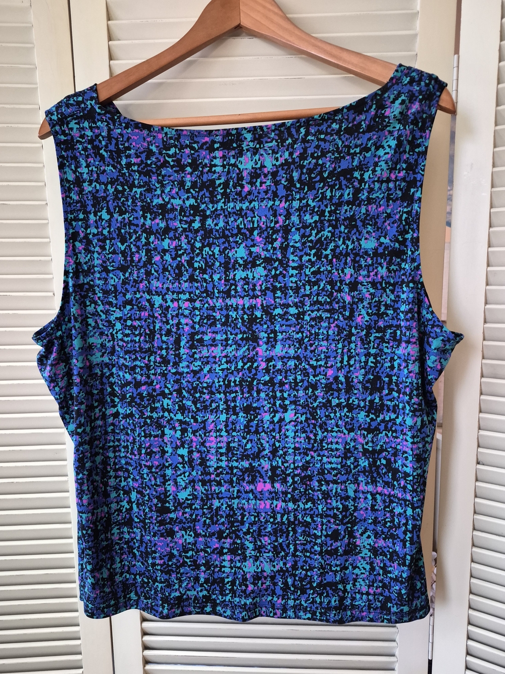 Calvin Klein Blue Teal & Purple Drape Neck Sleeveless Top Size 1X - Picture 2 of 3